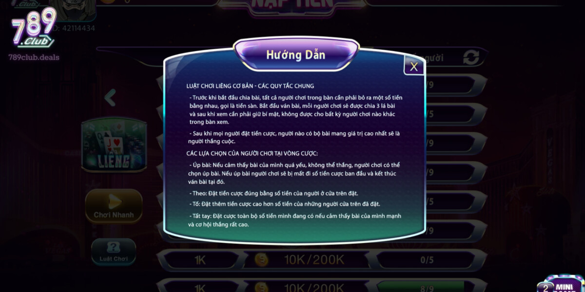 Luật Chơi Của Bài Liêng Tại 789 Club